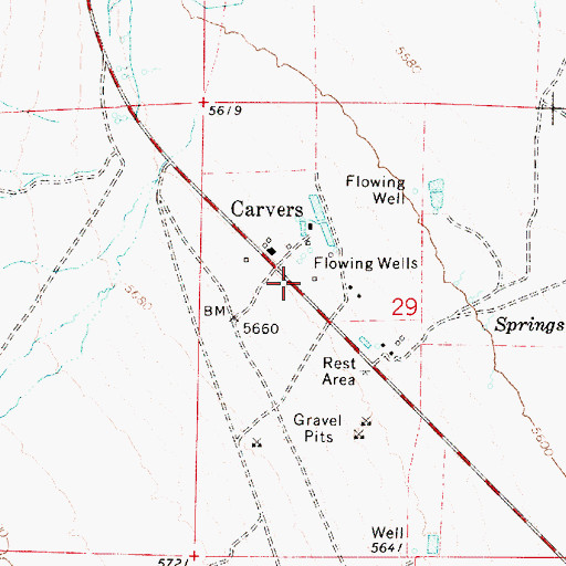 Topographic Map of Smokey Valley Ambulance Service, NV