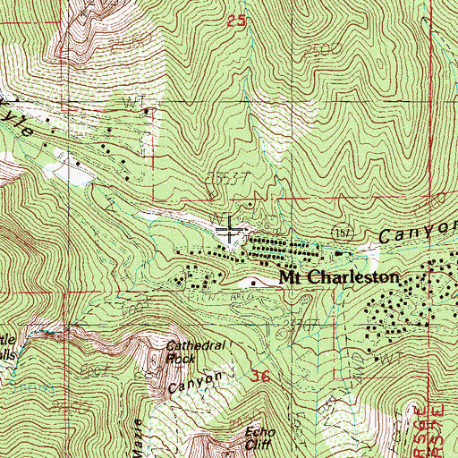 Topographic Map of Mount Charleston Fire Protection District, NV