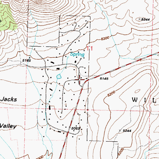 Topographic Map of East Fork Fire and Paramedic Districts Station 15 Jacks Valley Seasonal, NV