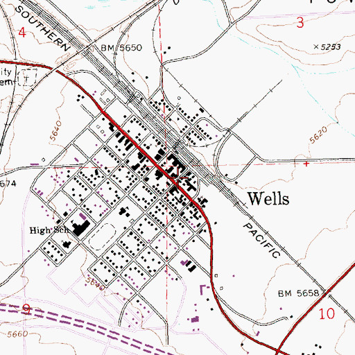 Topographic Map of Elko County Ambulance Service - Wells, NV