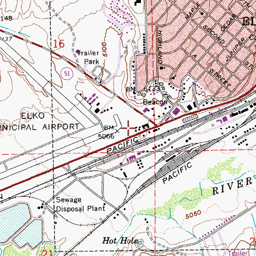 Topographic Map of Elko Fire Department Station 1, NV