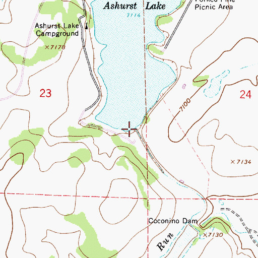 Topographic Map of Ashurst Run, AZ