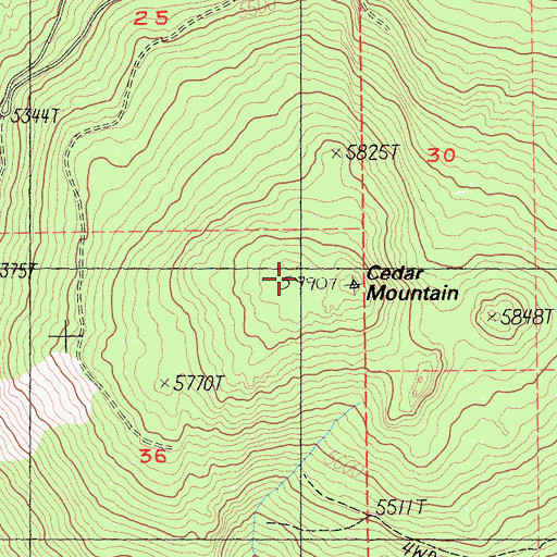 Topographic Map of Cedar Mountain, CA