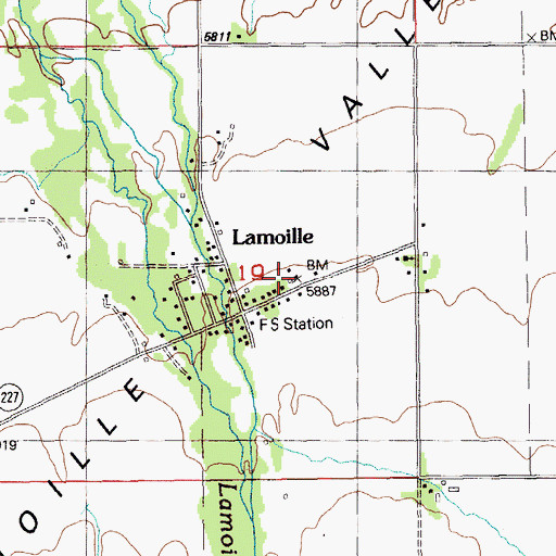 Topographic Map of Lamoille Volunteer Fire Department, NV