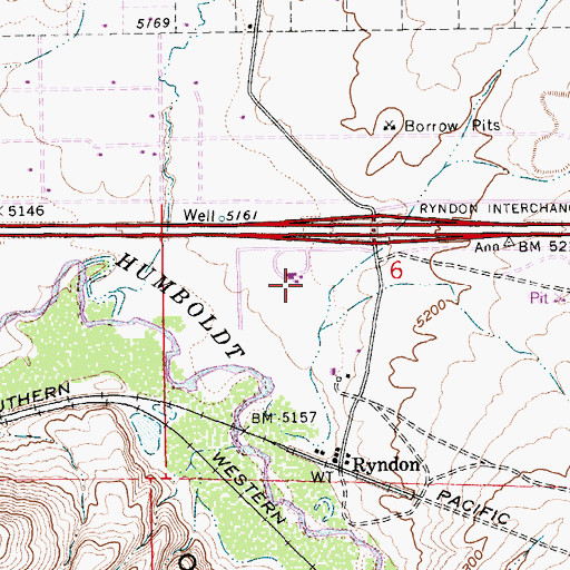 Topographic Map of Ryndon Volunteer Fire Department, NV