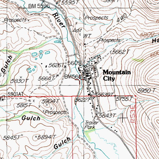 Topographic Map of Mountain City Volunteer Fire Department, NV