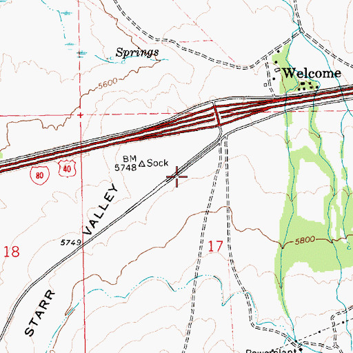 Topographic Map of Deeth / Starr Valley Volunteer Fire Summer Station, NV