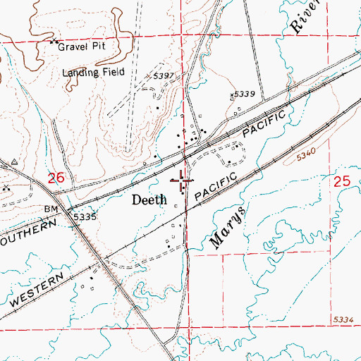 Topographic Map of Deeth Volunteer Fire Department, NV
