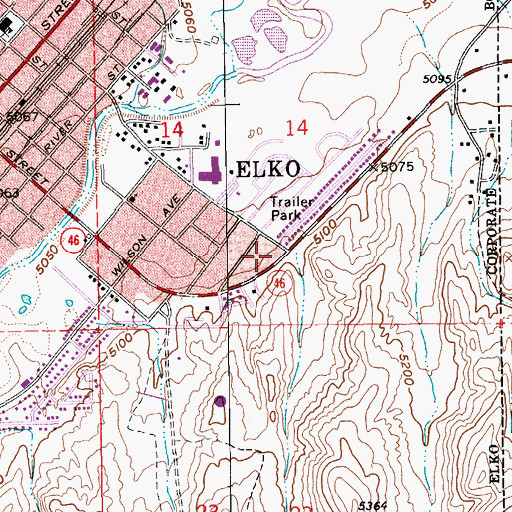 Topographic Map of Elko Fire Department Station 3, NV
