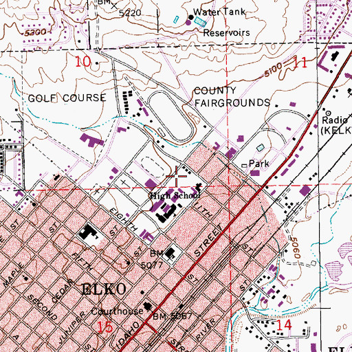 Topographic Map of Elko County Ambulance Service, NV