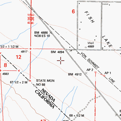 Topographic Map of Fish Lake Valley Fire Department, NV