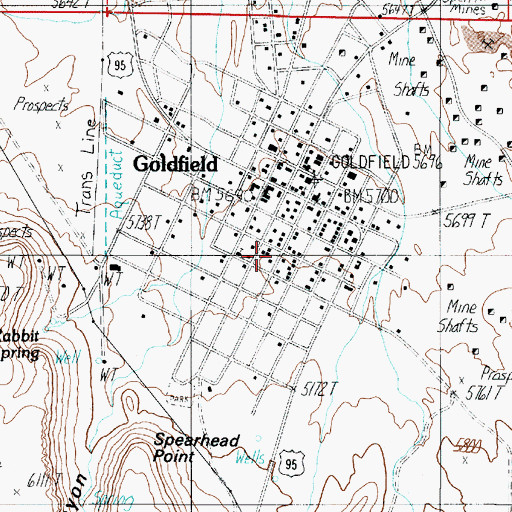 Topographic Map of Goldfield Fire Department, NV
