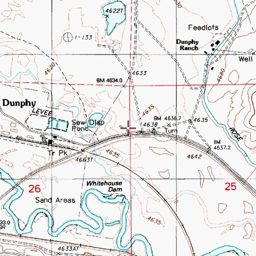 Topographic Map of Dunphy Volunteer Fire Department, NV