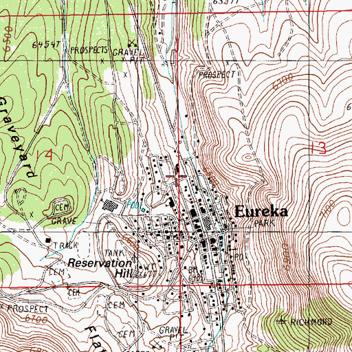 Topographic Map of Eureka Volunteer Ambulance Service, NV