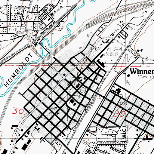 Topographic Map of Winnemucca Rural Fire Department, NV