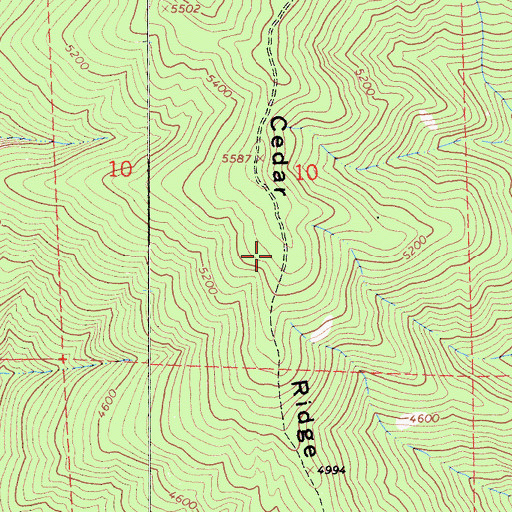 Topographic Map of Cedar Ridge, CA