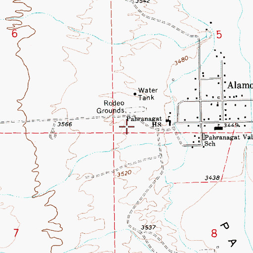 Topographic Map of Pahranagat Valley Volunteer Fire Department, NV