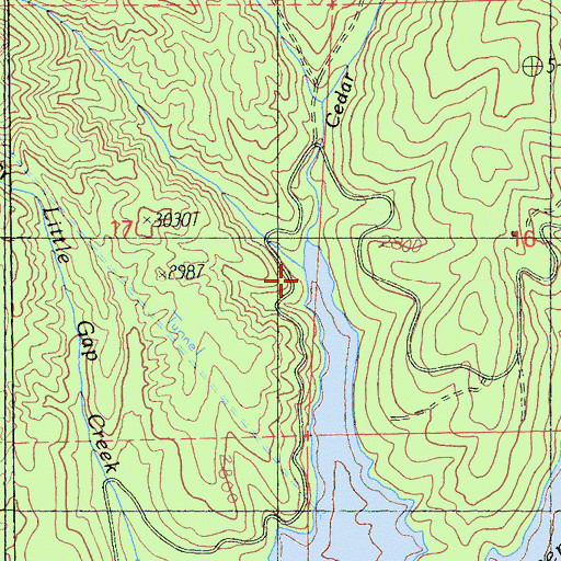 Topographic Map of Cedar Salt Log Creek, CA