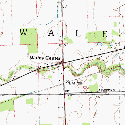 Topographic Map of Wales Post Office (historical), MI