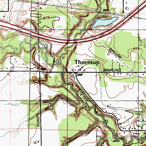 Topographic Map of Thornton Post Office (historical), MI