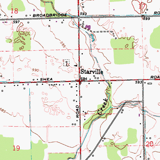 Topographic Map of Starrville Post Office (historical), MI