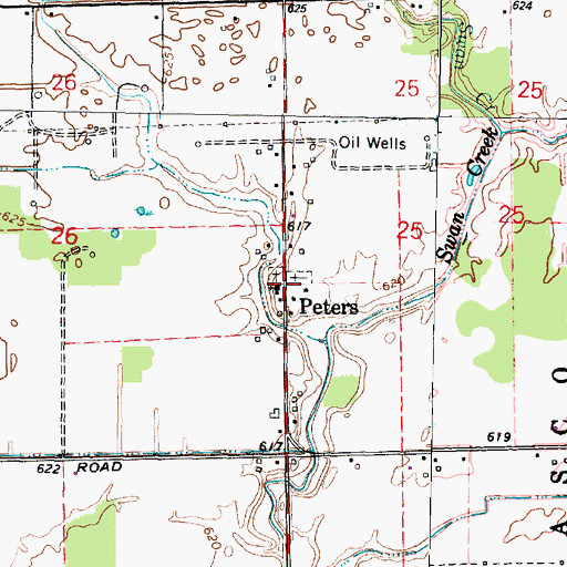Topographic Map of Peters Post Office (historical), MI