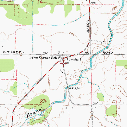 Topographic Map of Lynn Post Office (historical), MI