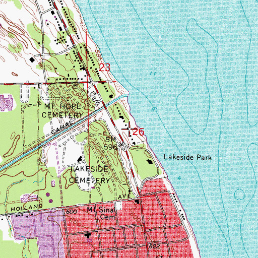 Topographic Map of Huronia Beach Post Office (historical), MI