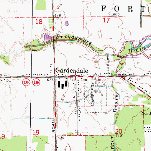 Topographic Map of Gardendale Post Office (historical), MI