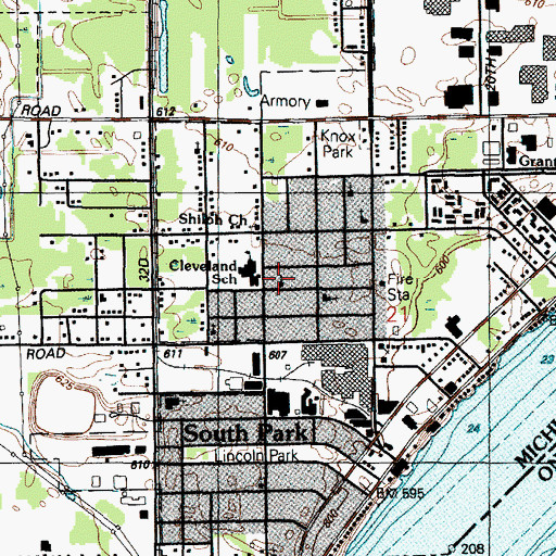 Topographic Map of Mount Olive Baptist Church, MI