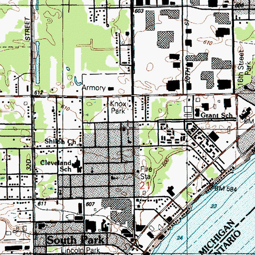 Topographic Map of Saint Paul Church, MI