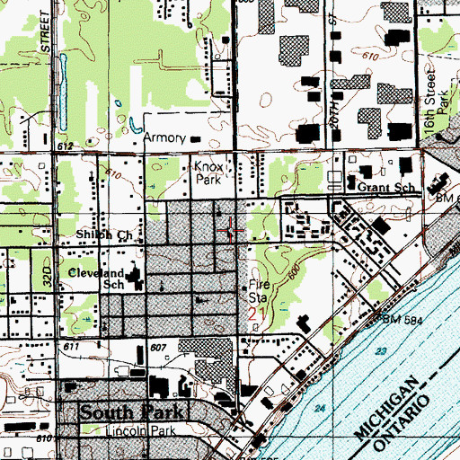 Topographic Map of Metropolitan Baptist Church, MI
