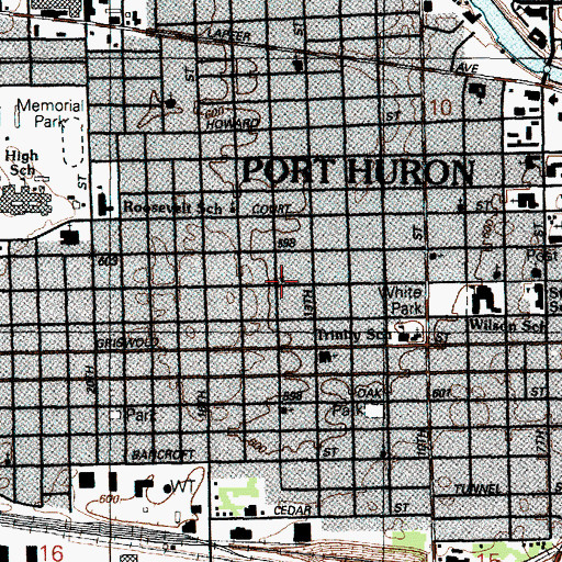 Topographic Map of Blue Water Christian Church, MI