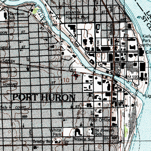 Topographic Map of First United Methodist Church, MI