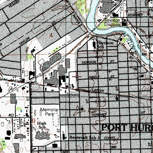 Topographic Map of Unity Church of Blue Water, MI