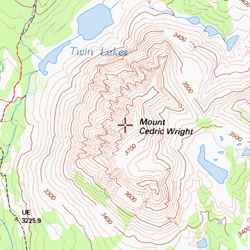 Topographic Map of Mount Cedric Wright, CA