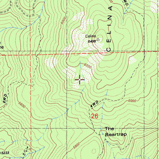 Topographic Map of Celina Flat Mine, CA