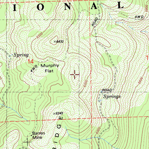 Topographic Map of Celina Ridge, CA