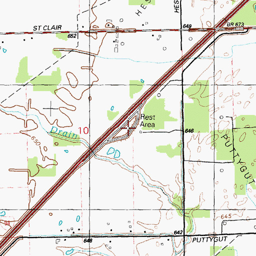 Topographic Map of Adair Rest Area, MI