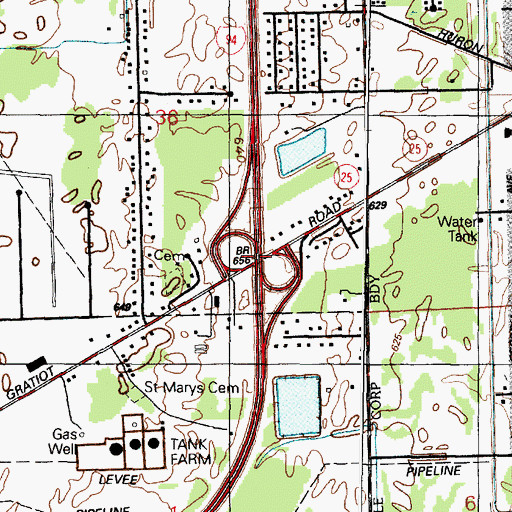 Topographic Map of Interchange 266, MI