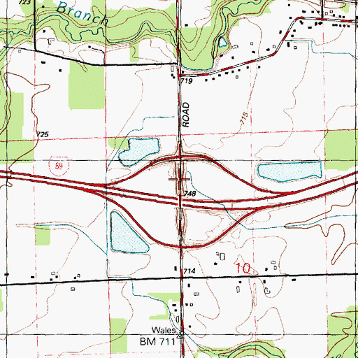Topographic Map of Interchange 189, MI