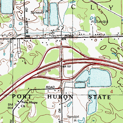 Topographic Map of Interchange 194, MI