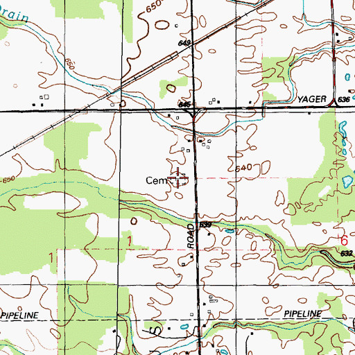 Topographic Map of Williams Cemetery, MI