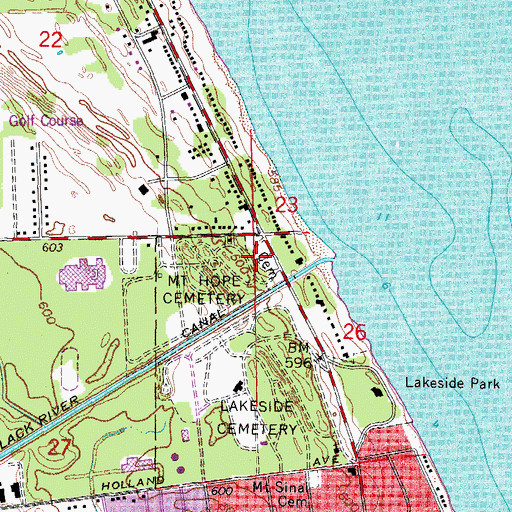 Topographic Map of Veterans Cemetery, MI