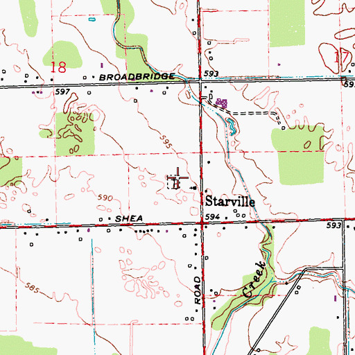 Topographic Map of Starville Cemetery, MI