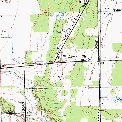 Topographic Map of Mount Pleasant Cemetery, MI