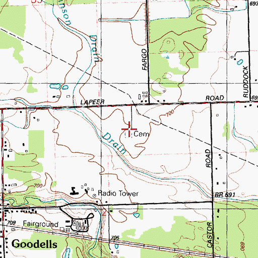 Topographic Map of Goodells Poor Farm Cemetery, MI