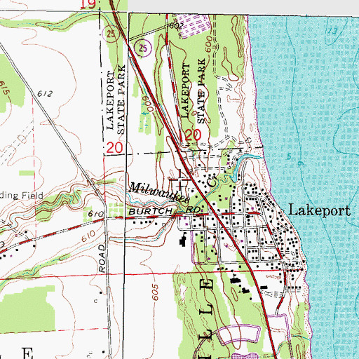 Topographic Map of Lakeport Cemetery, MI