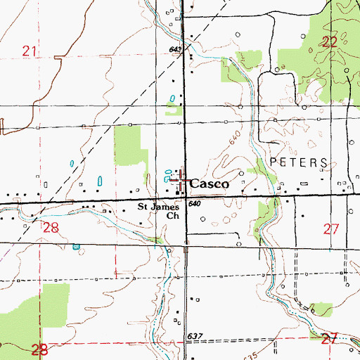 Topographic Map of Saint James' Cemetery, MI