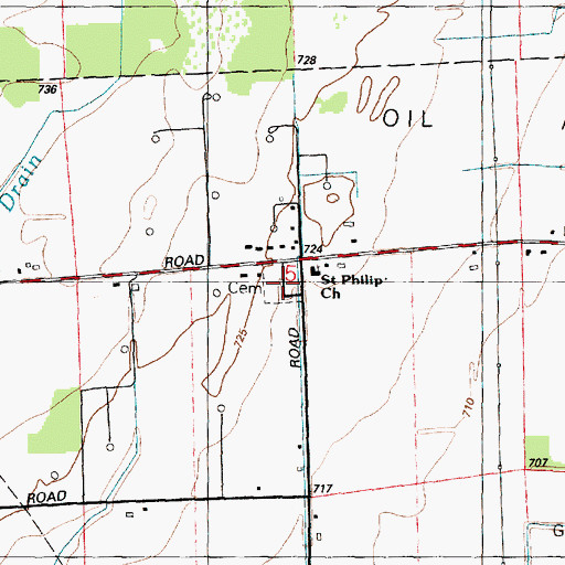 Topographic Map of Saint Philip Neri Cemetery, MI